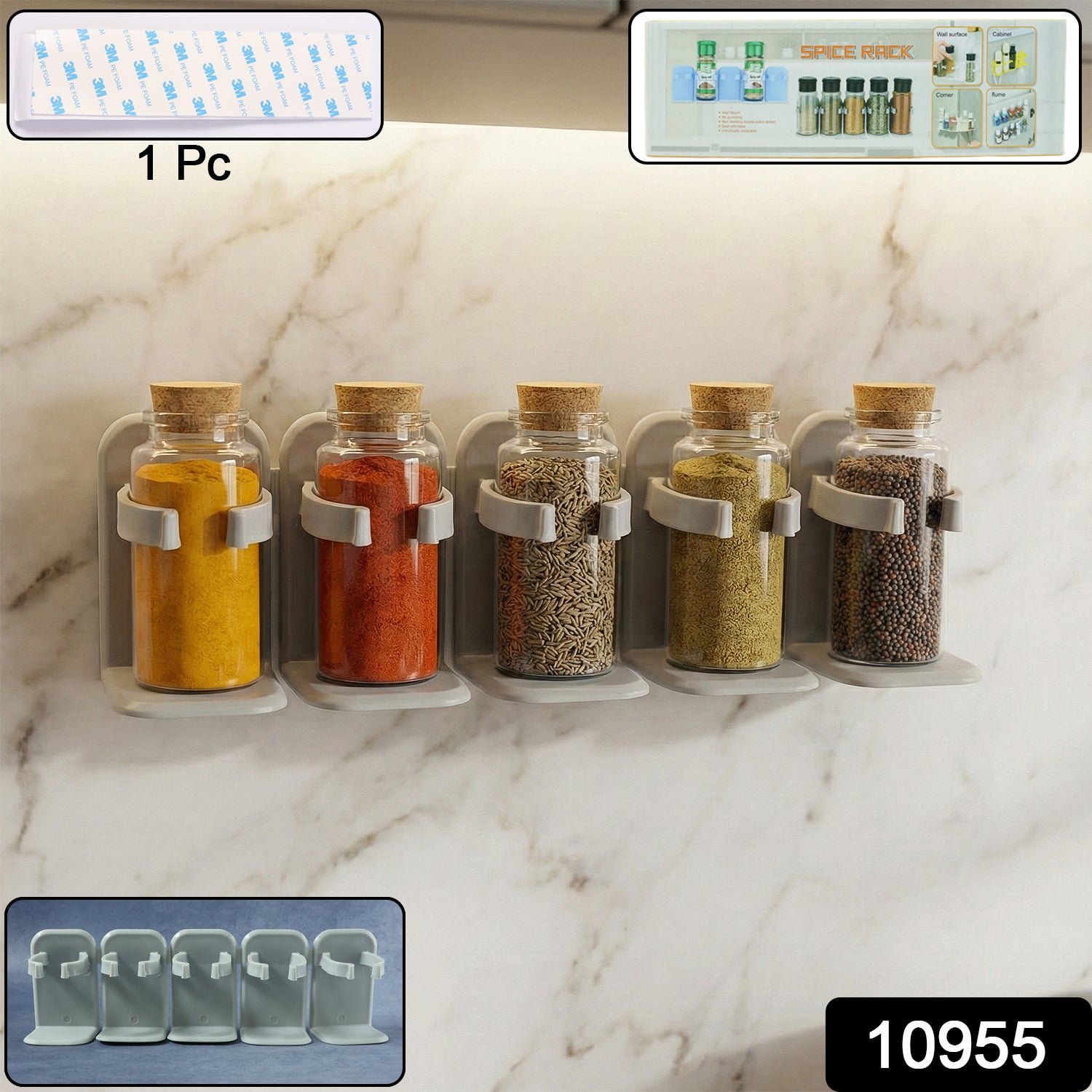 Wall-Mounted Adjustable Spice Rack Organizer (1 Pc) – happyheart.co.in