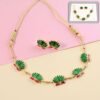 traditional green & lotus motif jewellery set