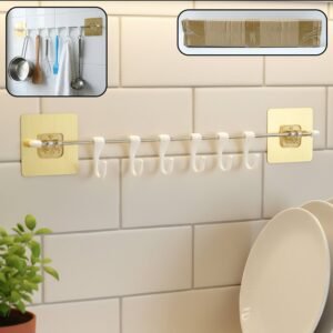 wall mounted adhesive kitchen utility hook rack (1 set) wall mounted adhesive kitchen utility hook rack (1 set)