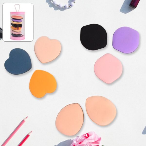 mini finger makeup powder puff (multicolour, 8 pcs set)