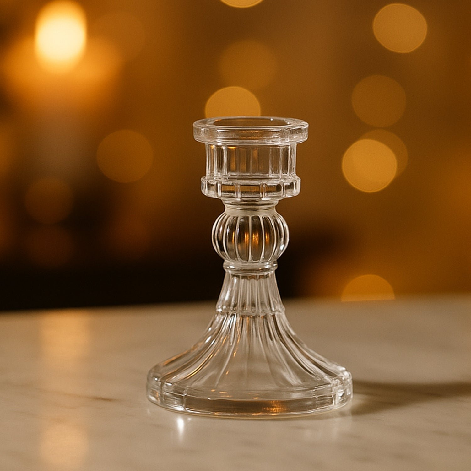 elegant crystal glass candle holder stand (1 pc)