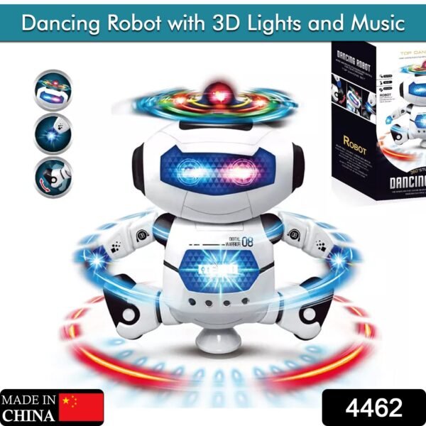 dancing robot with 3d lights and music.