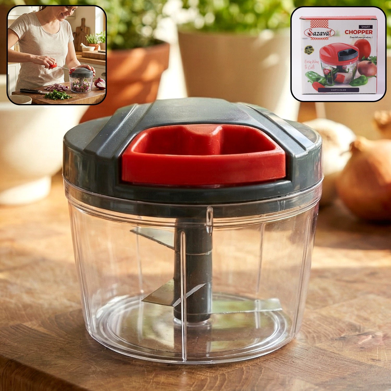 compact manual hand press vegetable chopper (1 pc)