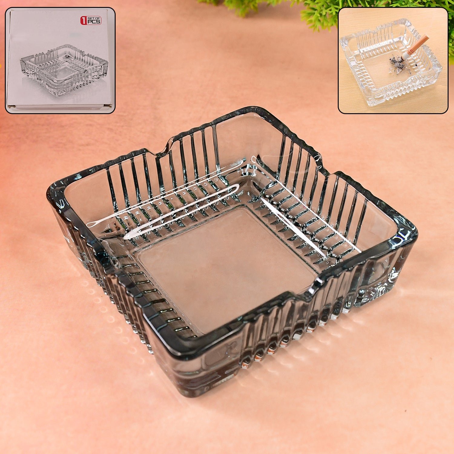 square glass misti crystal quality cigar cigarette ashtray