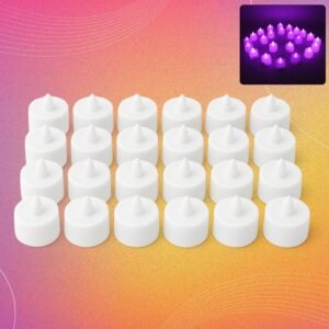 flameless led tealights, smokeless plastic decorative candles led tea light candle for home decoration, diwali (pack of 24)