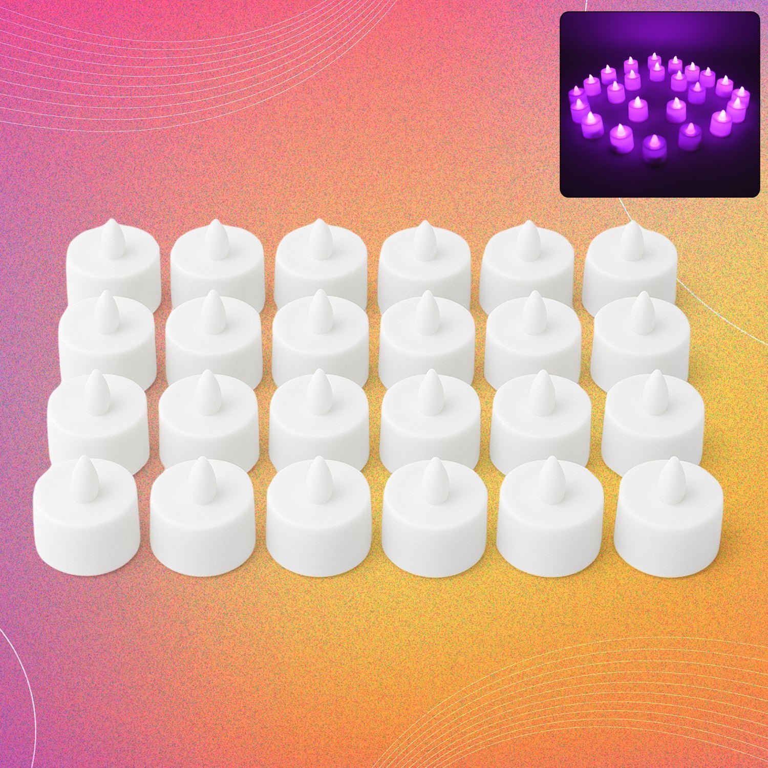 flameless led tealights, smokeless plastic decorative candles led tea light candle for home decoration, diwali (pack of 24)