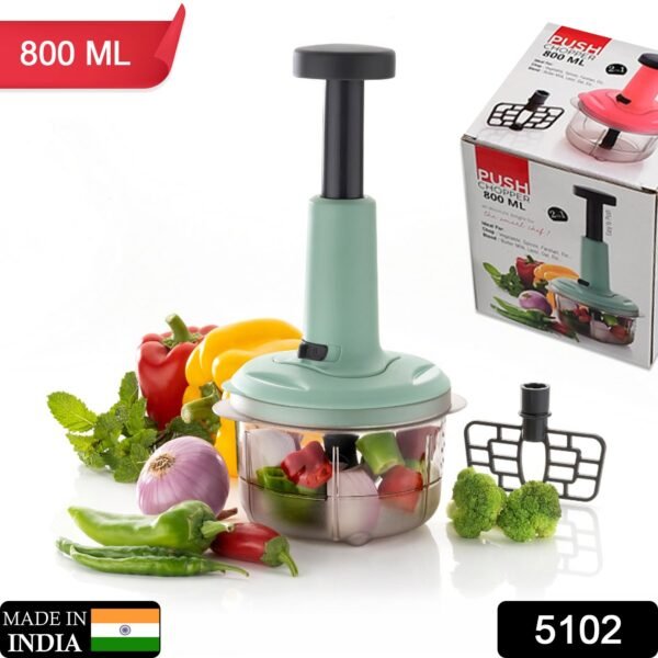 2 in 1 push chopper 800ml with stainless steel blade for quick food prep