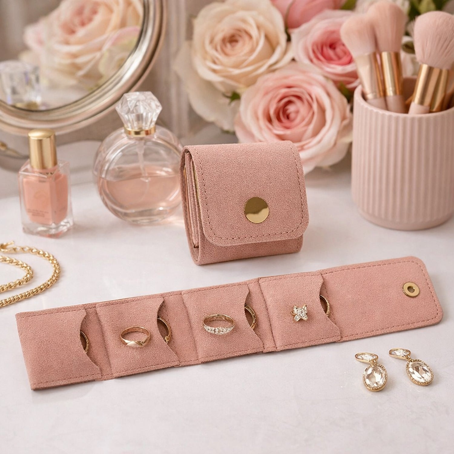 compact foldable jewelry storage pouch / wallet (1 pc)