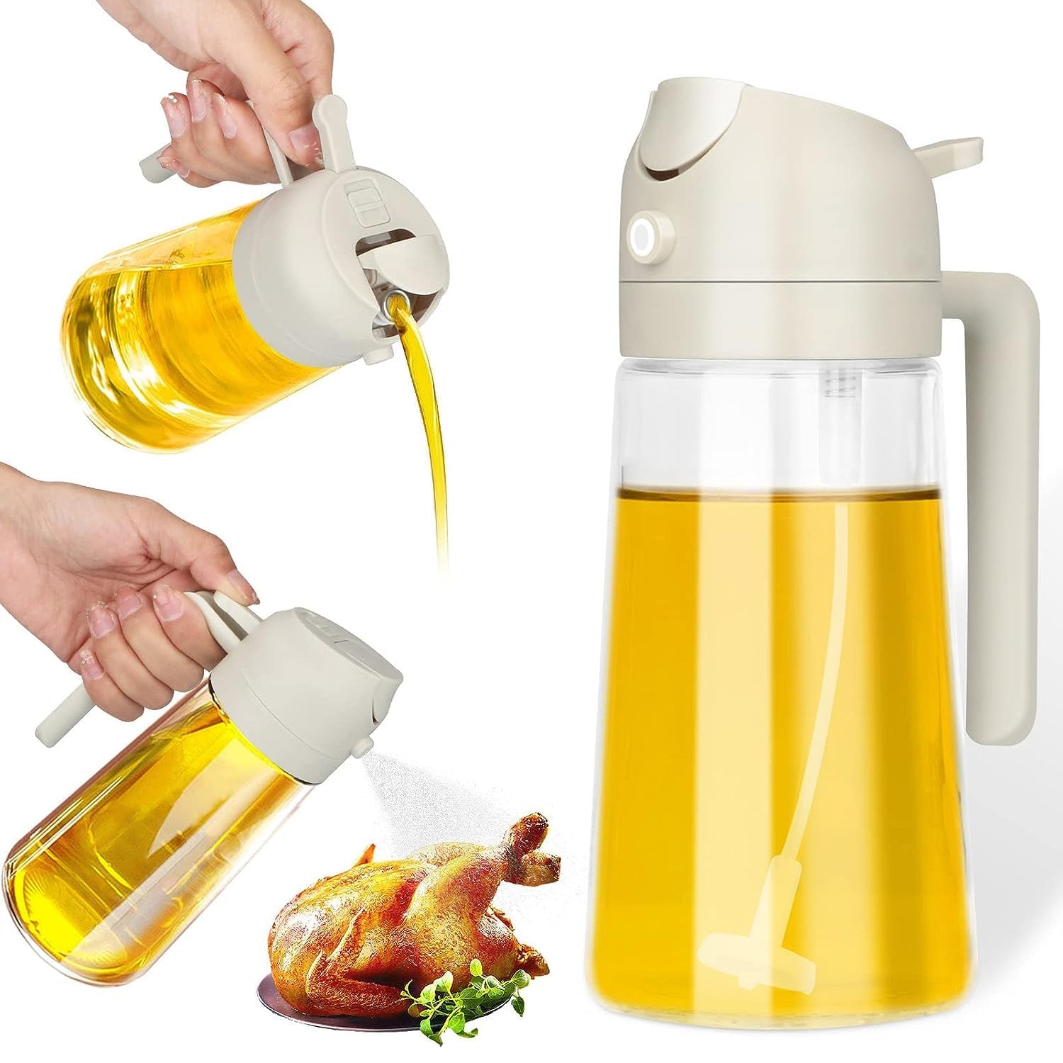 2 in 1 multi purpose glass oil dispenser bottle (500 ml approx)