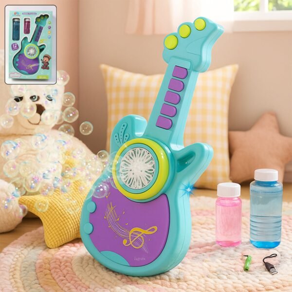 electric automatic guitar shaped bubble machine set
