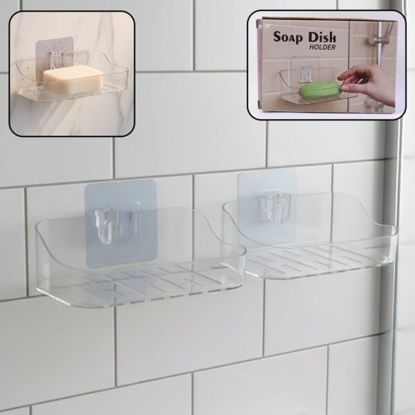 wall mounted transparent soap dish holder set