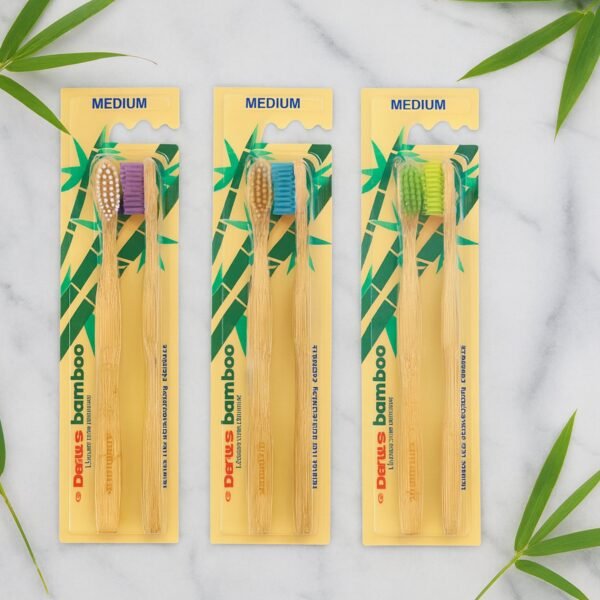eco friendly bamboo toothbrush twin pack (12 packets × 24 pieces)