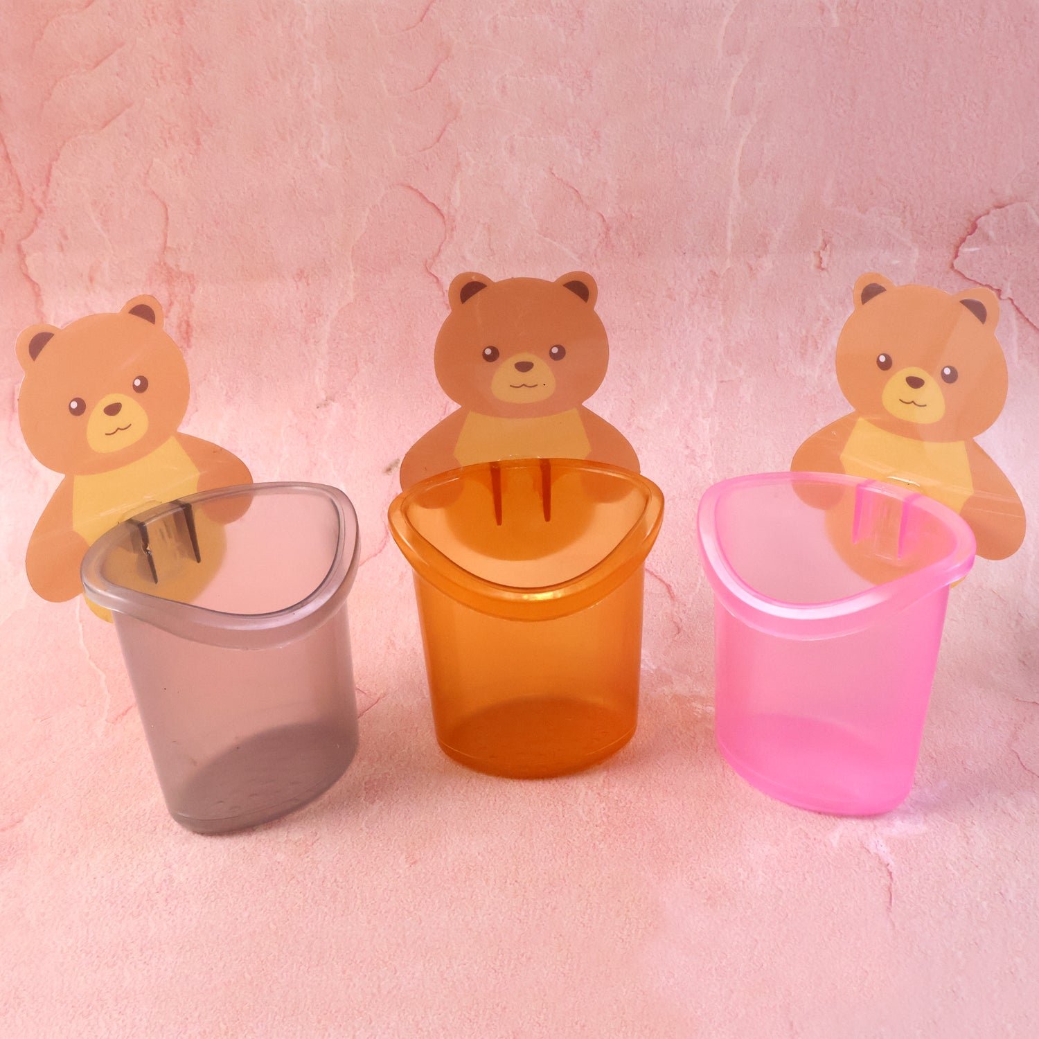 cute teddy bear toothbrush holder for kids (3 pc set)