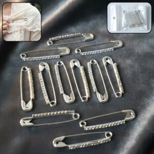 decorative silver finish safety pin brooch set (12 pc set) decorative silver finish safety pin brooch set (12 pc set)
