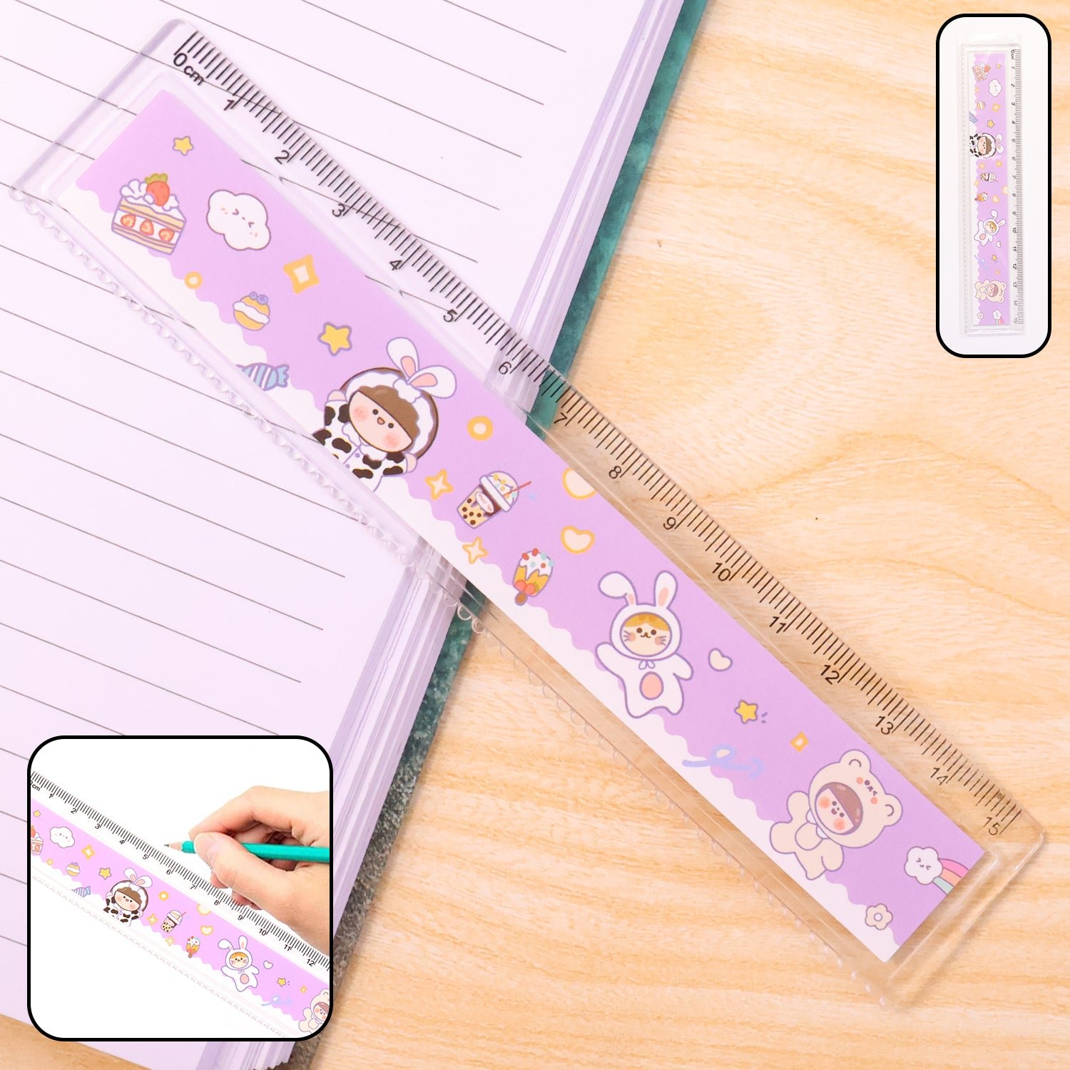 premium cute cartoon plastic ruler for kids (1 pc)