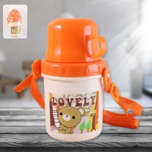 lovely cartoon printed plastic cup with lid (approx. 350 ml, 1 pc)