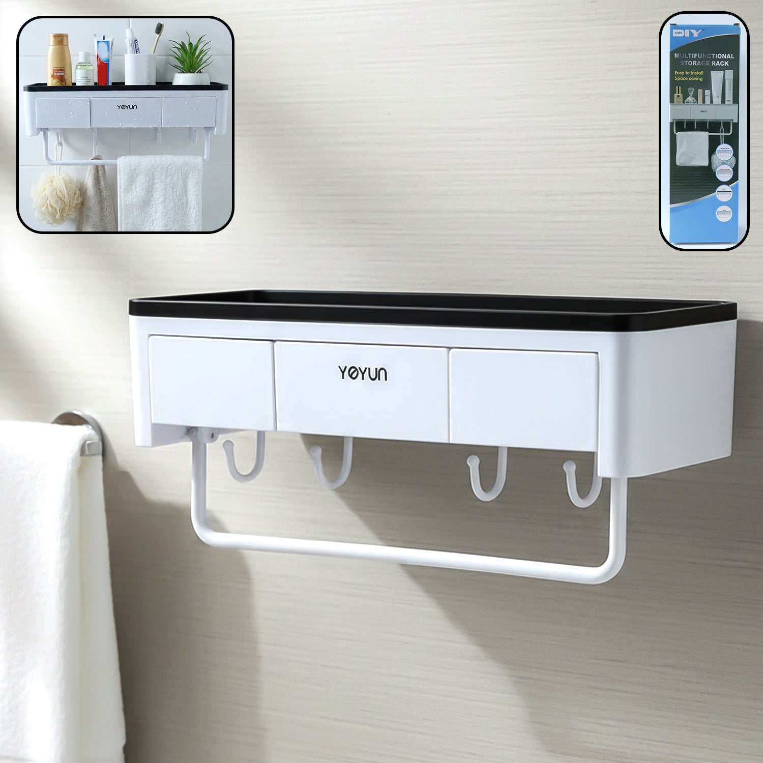 wall mounted multifunctional bathroom storage rack (1 pc)
