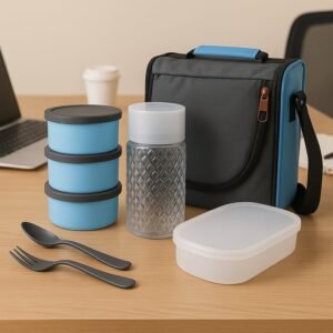 all in one lunch box with fabric bag for office & school all in one lunch box with fabric bag for office & school