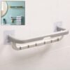 wall mounted double bar towel holder with hooks & adjustable folding shelf
