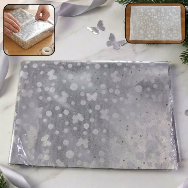 decorative silver gift wrapping paper sheets (1 pkt / approx 20 pcs / mix color)