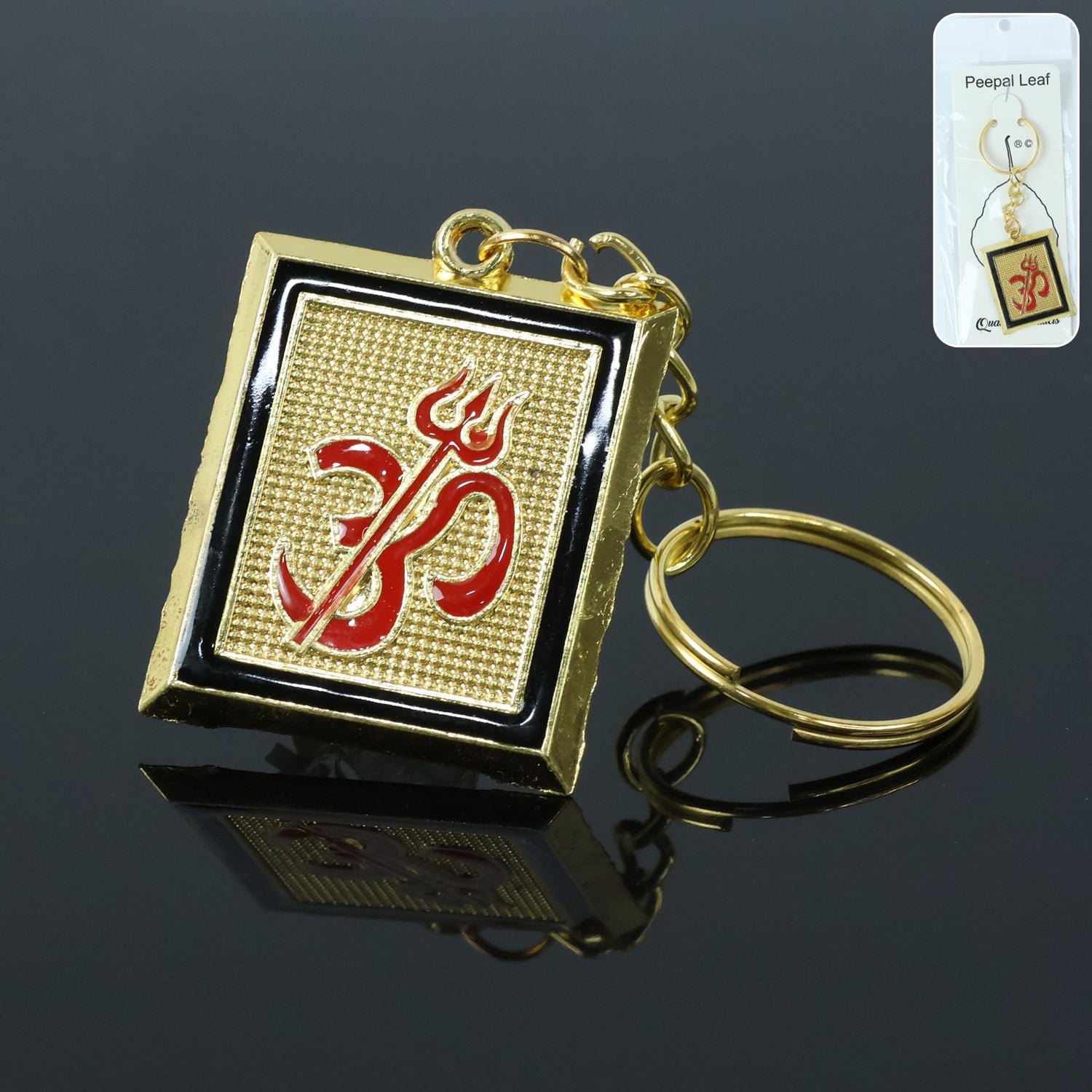 om trishul symbol golden keychain (1 pc)