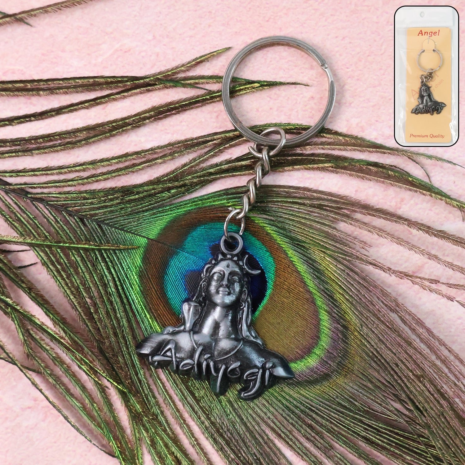 adiyogi shiva face metal keychain (1 pc)