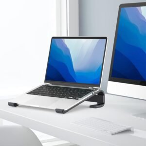 fixed metal laptop stand for desk (25 × 26 cm)