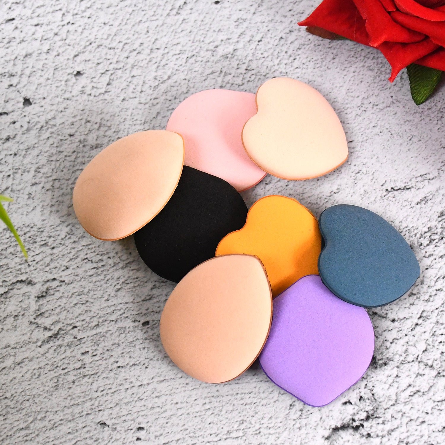 mini finger makeup powder puff (multicolour, 8 pcs set)