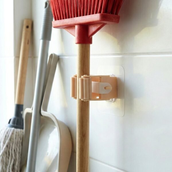 wall mounted self adhesive mop and broom holder (1 pc)