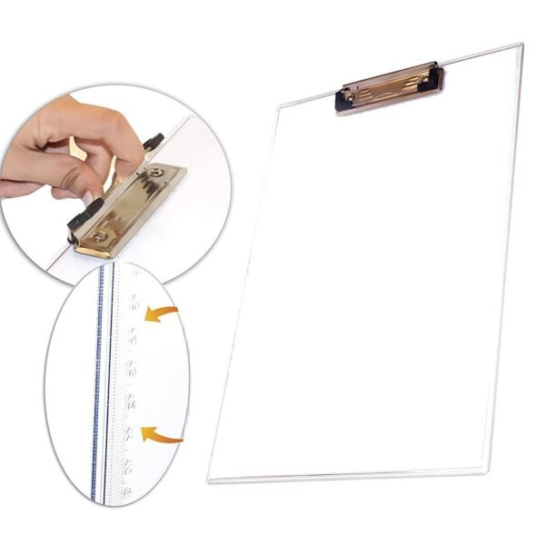 transparent premium exam pad with centimeter measuring side for students