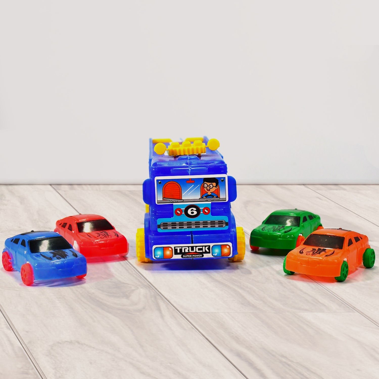 toy set truck with 4 mini cars toy vehicles for children