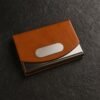 leather & stainless steel business card holder (1 pc)