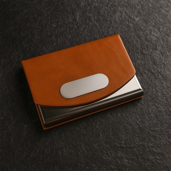 leather & stainless steel business card holder (1 pc)
