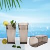 unbreakable transparent square design wine tumbler plastic glass set pack of 6