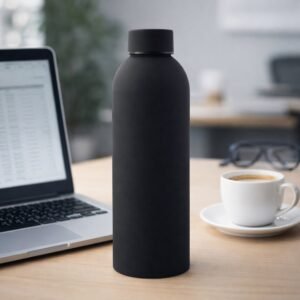 stainless steel double wall vacuum insulated drink water (black / 500 ml approx)
