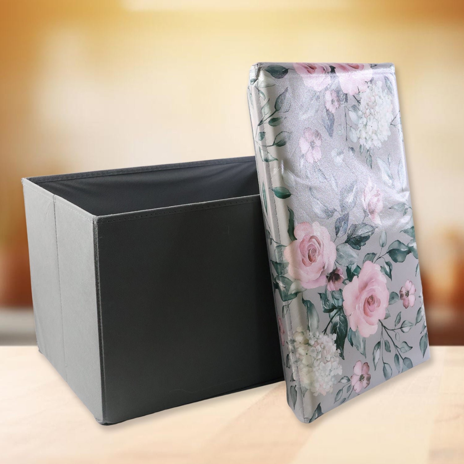 Shop Full Width premium foldable storage box with floral lid (1 pc)