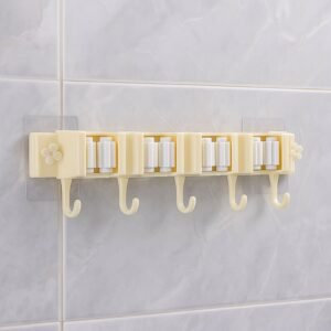self adhesive wall mount broom & mop holder rack