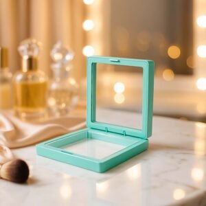 transparent jewellery display box (9x9 cm / 1 pc / green)