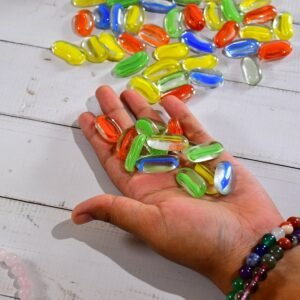 glass gem stone, flat round marbles pebbles for vase fillers, attractive pebbles for aquarium fish tank.