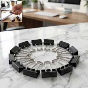 heavy duty black metal binder clips (25 mm, 12 pieces set)