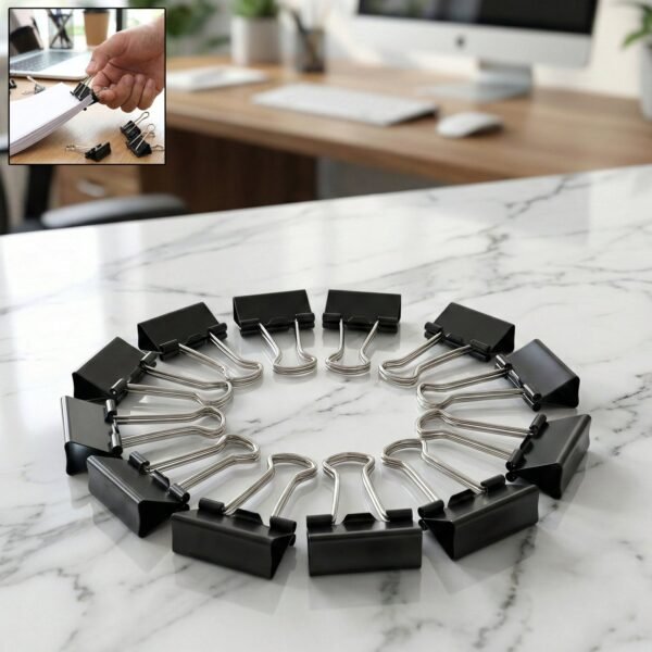 25mm black binder clips (12 pc)