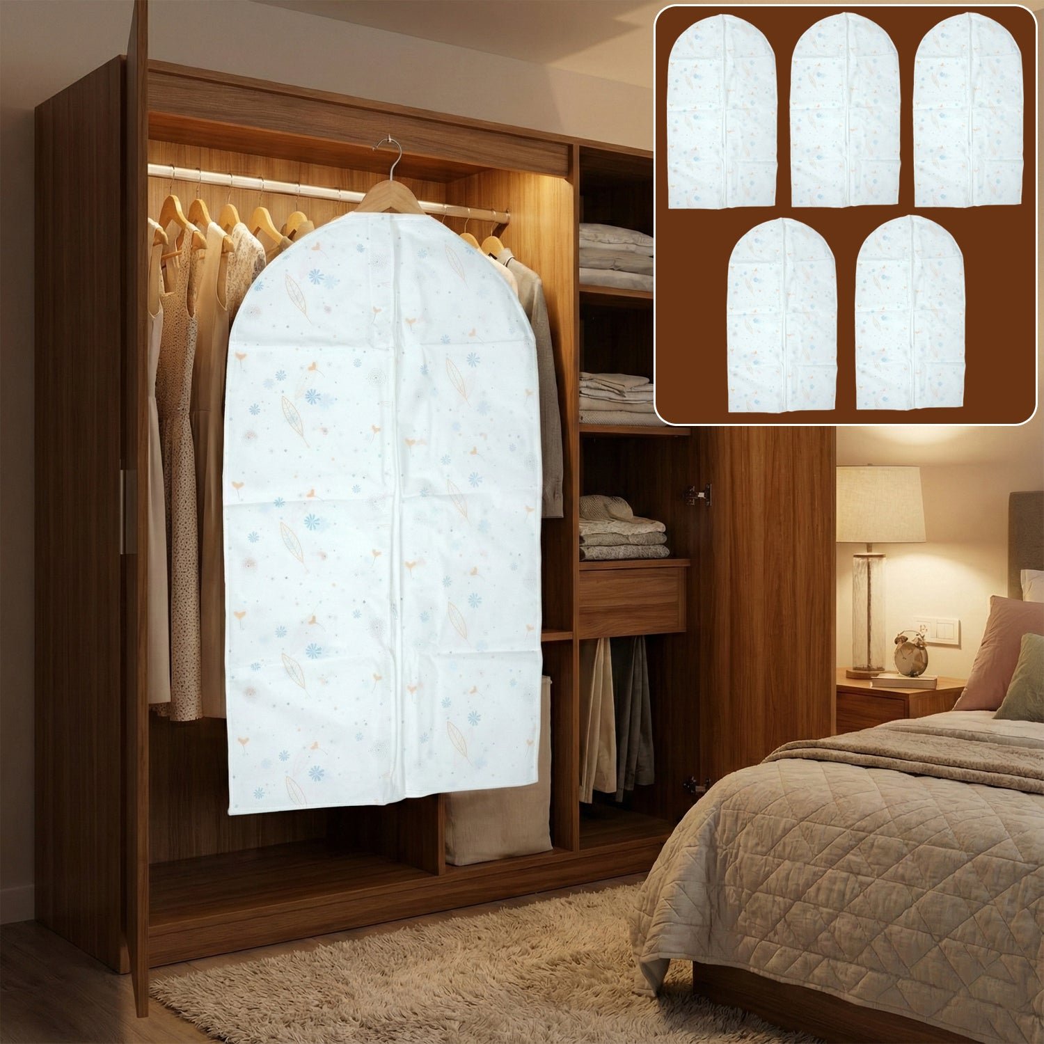 premium wardrobe garment cover set (60 × 80 cm, pack of 5)