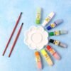 watercolor paint set with 8 vibrant colors, brushes, and palette