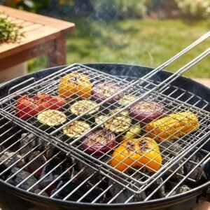 heavy duty stainless steel barbecue grill basket (1 pc)