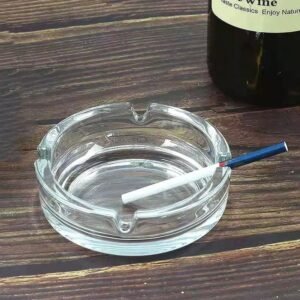 glass crystal round ashtray for cigar & cigarettes â€“ home & office table decor