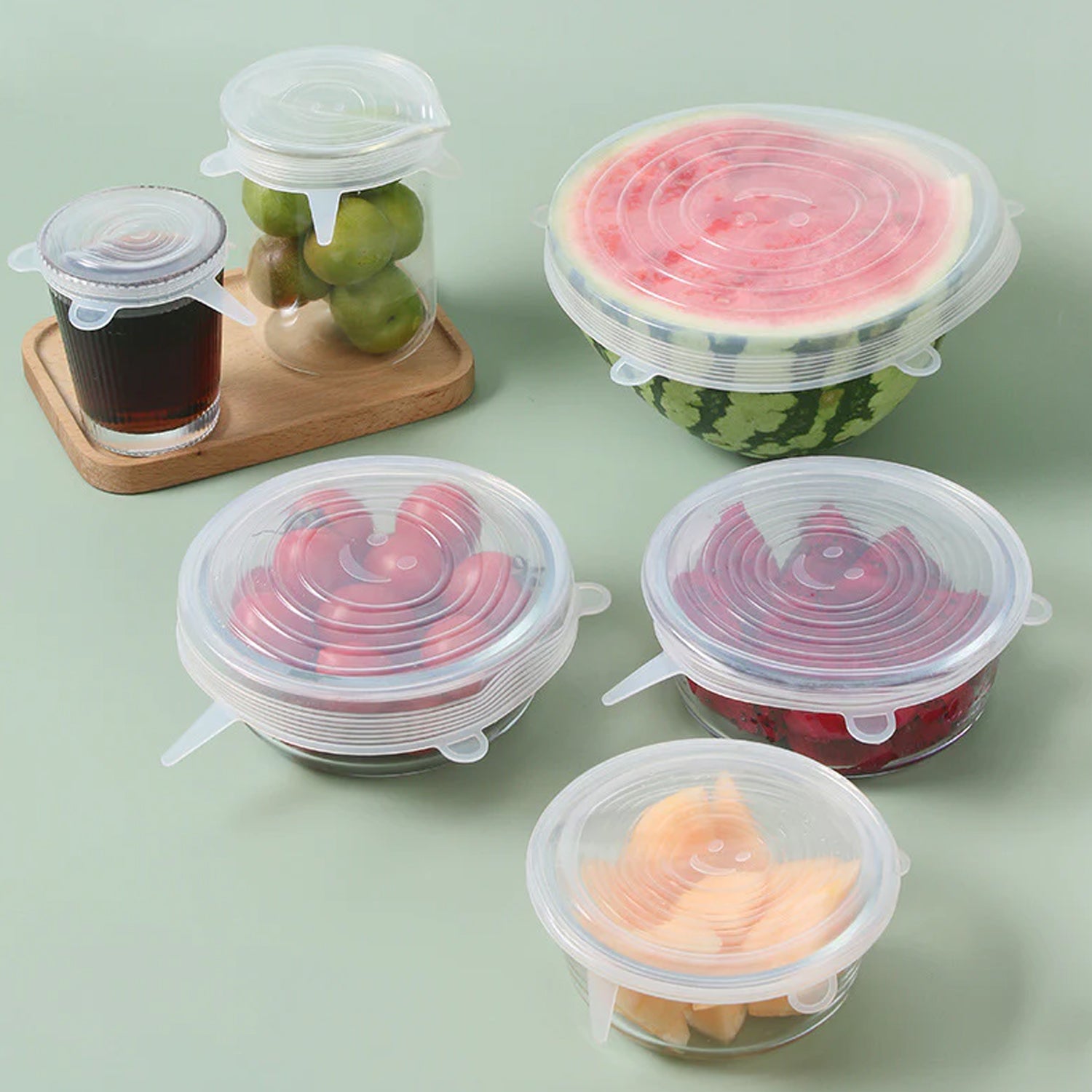 reusable stretchable food cover set (6 pc)