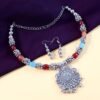 oxidised silver traditional beaded necklace set