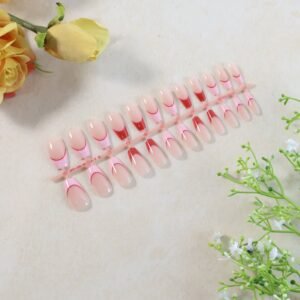 elegant nude glossy artificial nail tips fake nails (24 pc set)