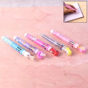 cute character design 10 in 1 multicolor ball pen (1 pc)