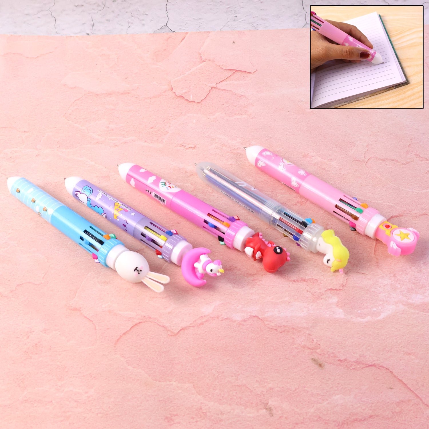 cute character design 10 in 1 multicolor ball pen (1 pc)